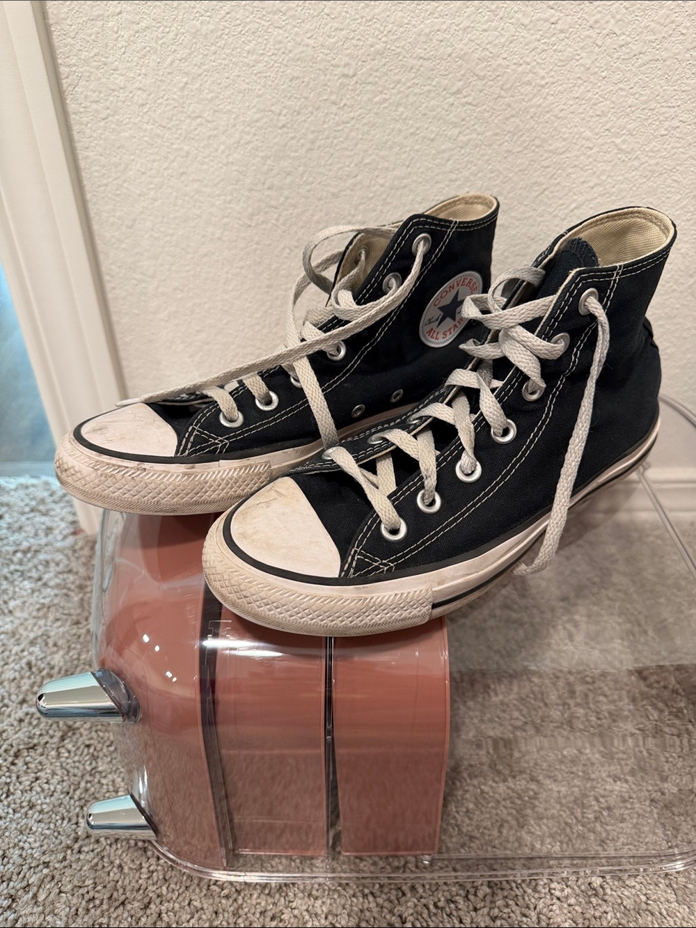 Converse Black High Top Sneakers with White Accents 7.5
